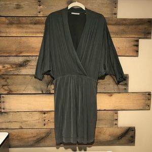 Tart Olive Green Wrap-Style Midi Dress